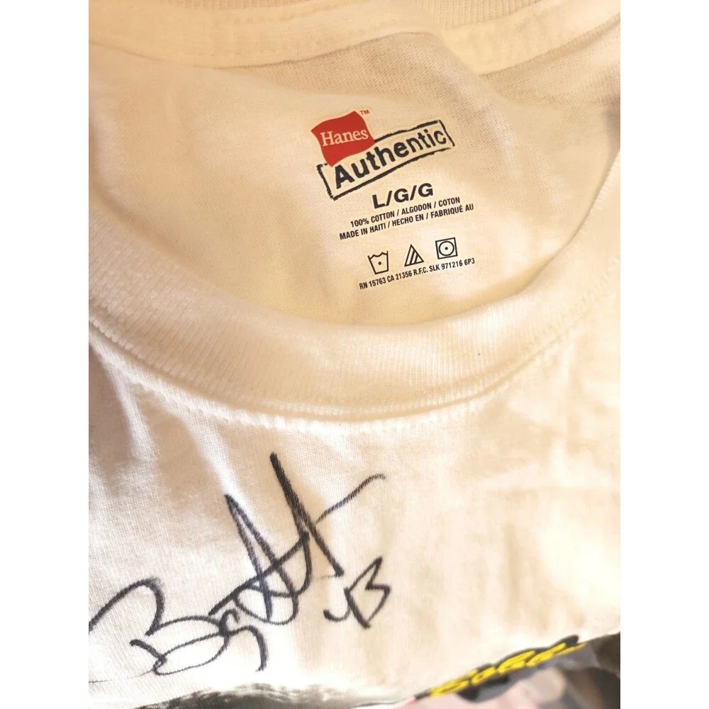 NEW Hanes Bobby Labonte NASCAR signed T Shirt Cheerios Racing 43 Graphic Tee L